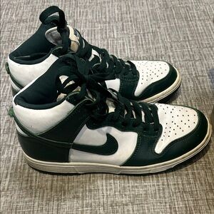 Green and White High-Top Sneakers